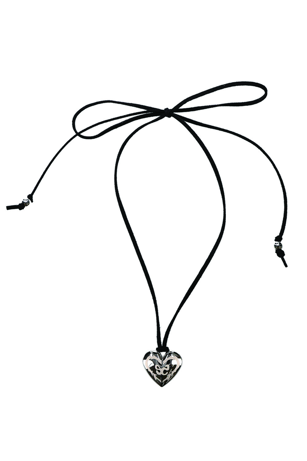 HEART AND LOVE NECKLACE (SUEDE BLACK)