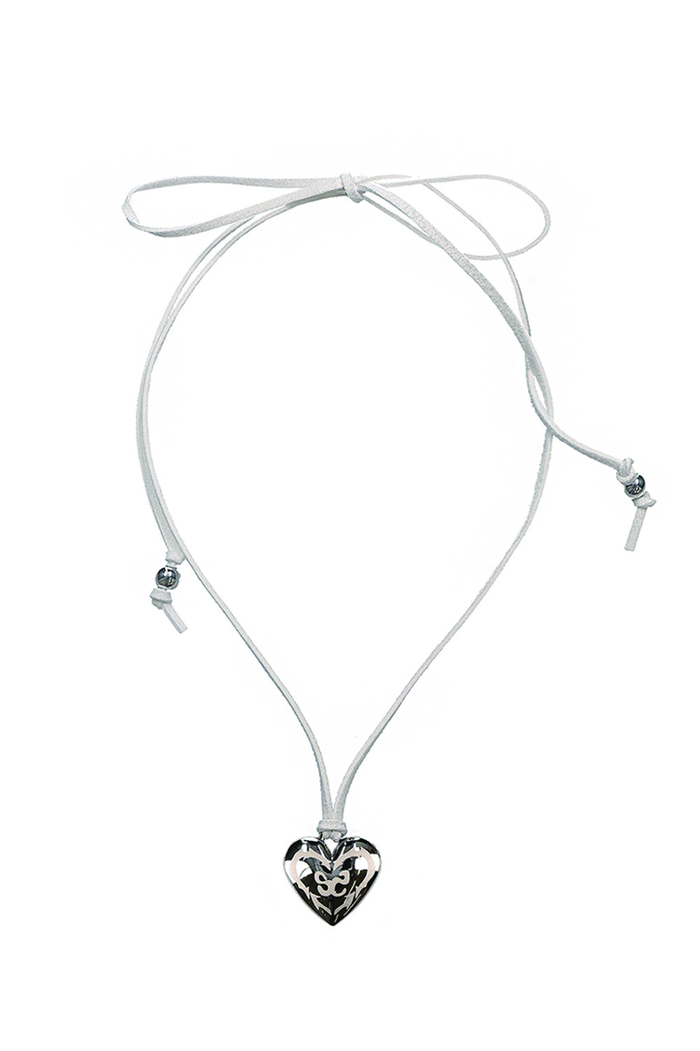 HEART AND LOVE NECKLACE (SUEDE WHITE)