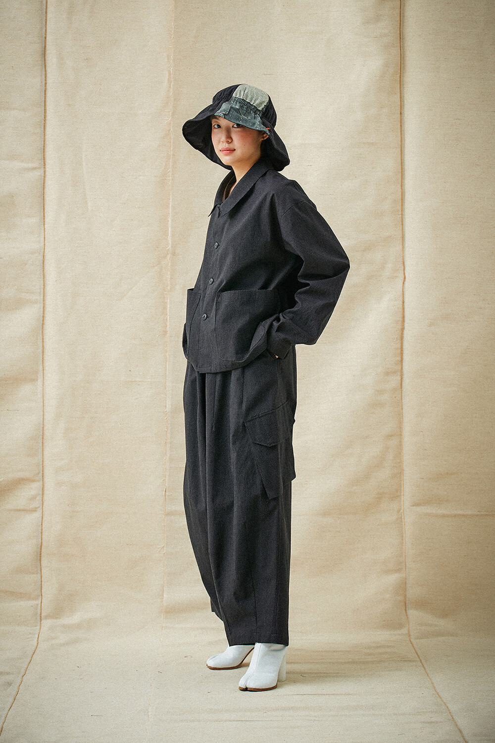 STITCH COTTON BALLOON PANTSBK