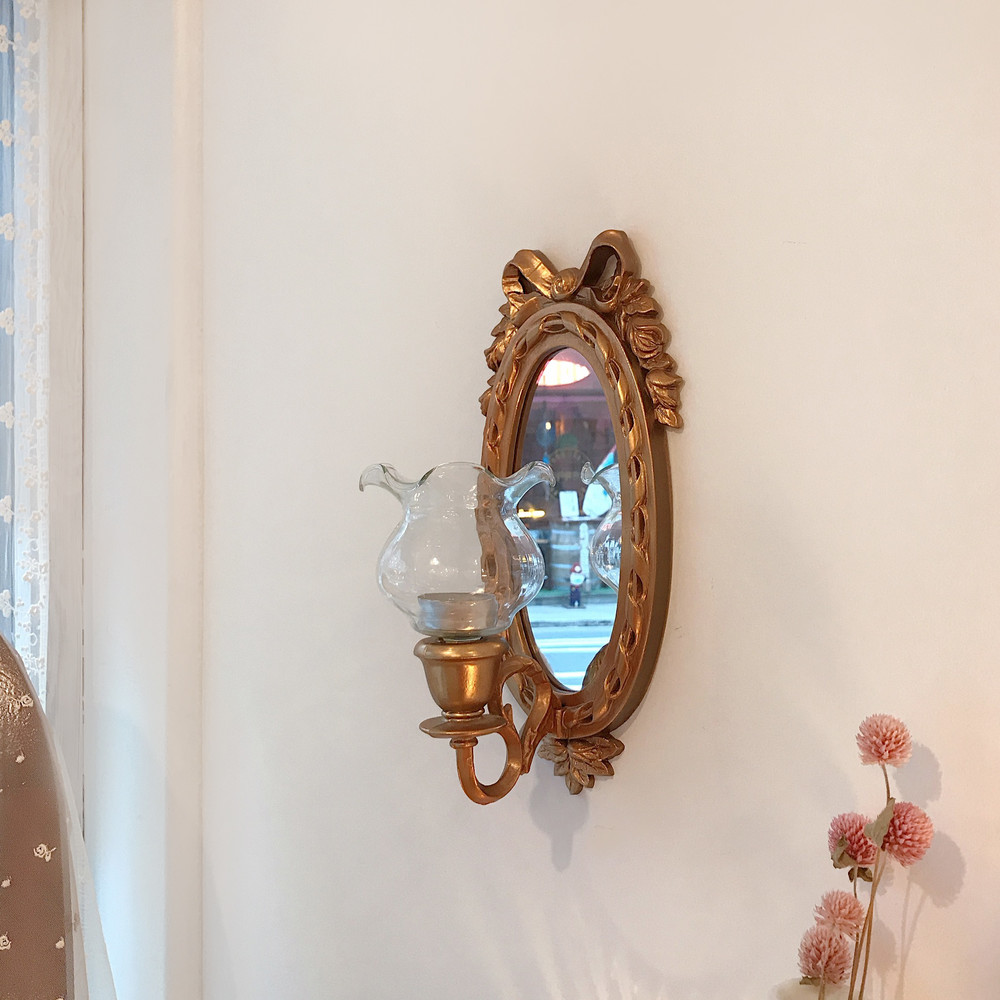 vintage gold wall mirror candle holder