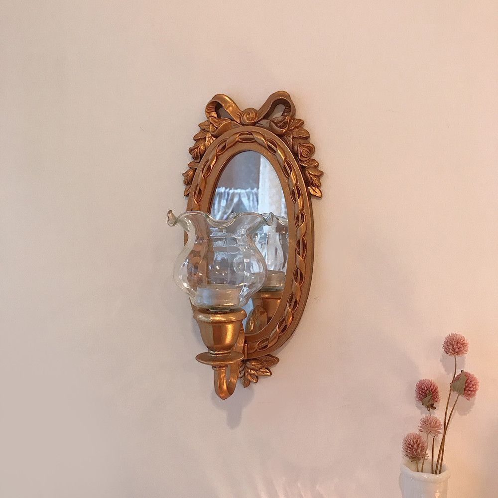vintage gold wall mirror candle holder