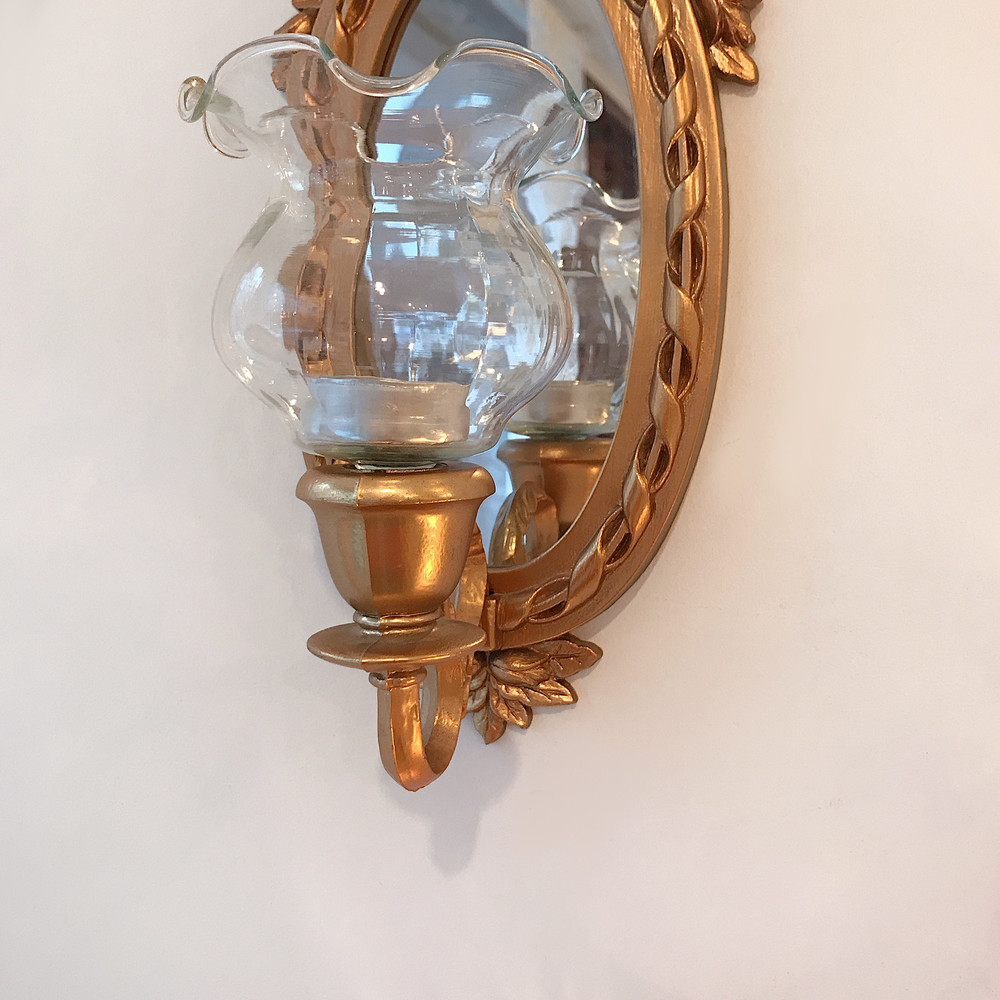 vintage gold wall mirror candle holder