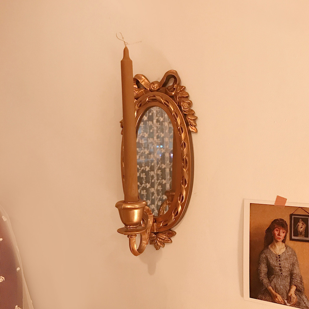 vintage gold wall mirror candle holder