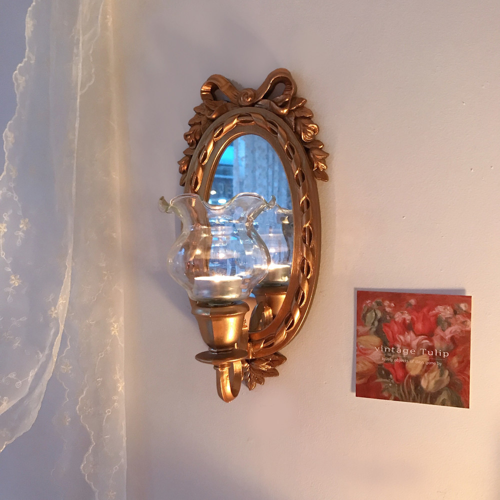 vintage gold wall mirror candle holder