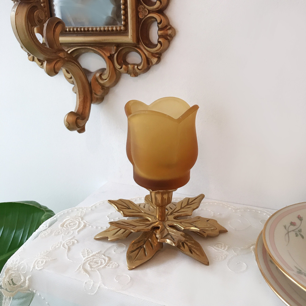 vintage brown glass candle holders