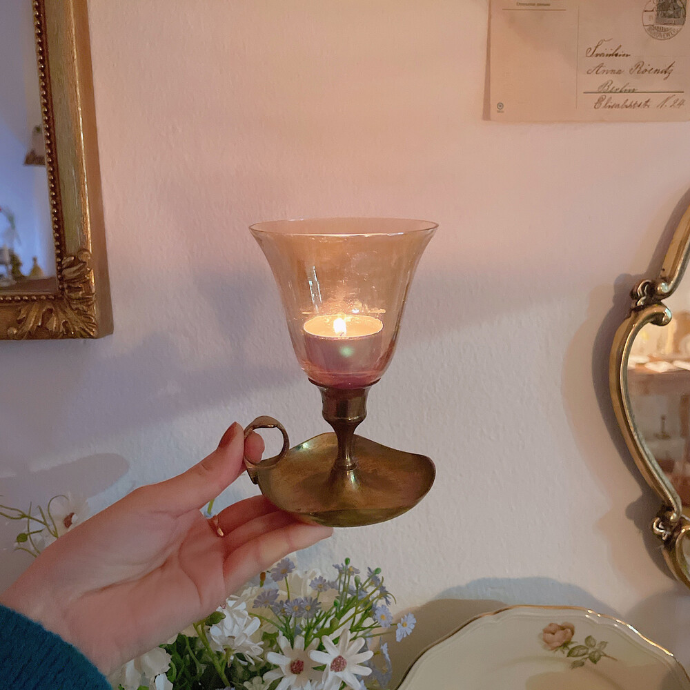 vintage opal votive candle holder