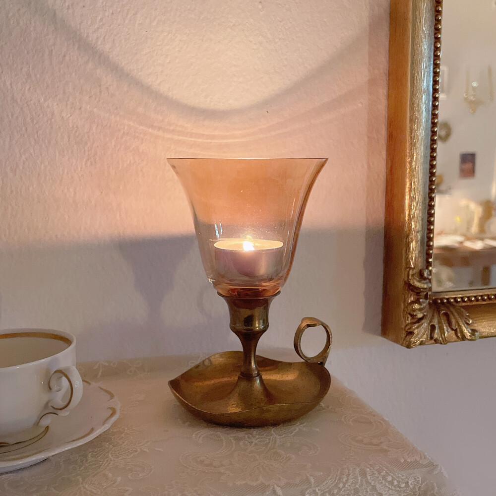 vintage opal votive candle holder