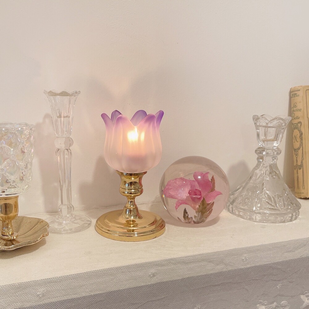 vintage purple tulip candle holder