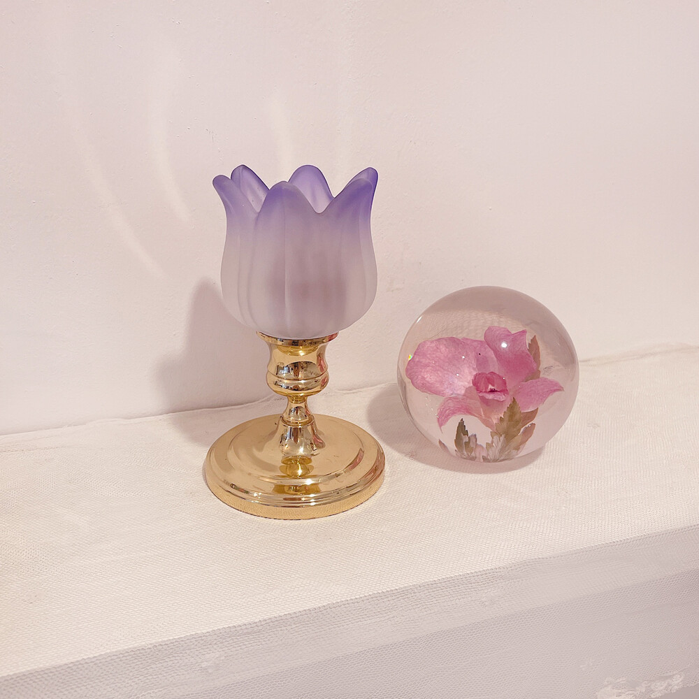 vintage purple tulip candle holder