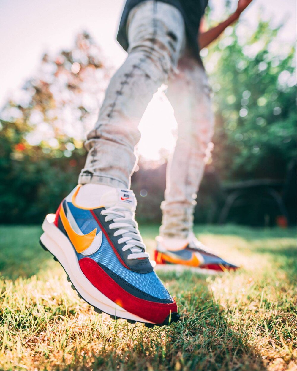 sacai waffle red blue
