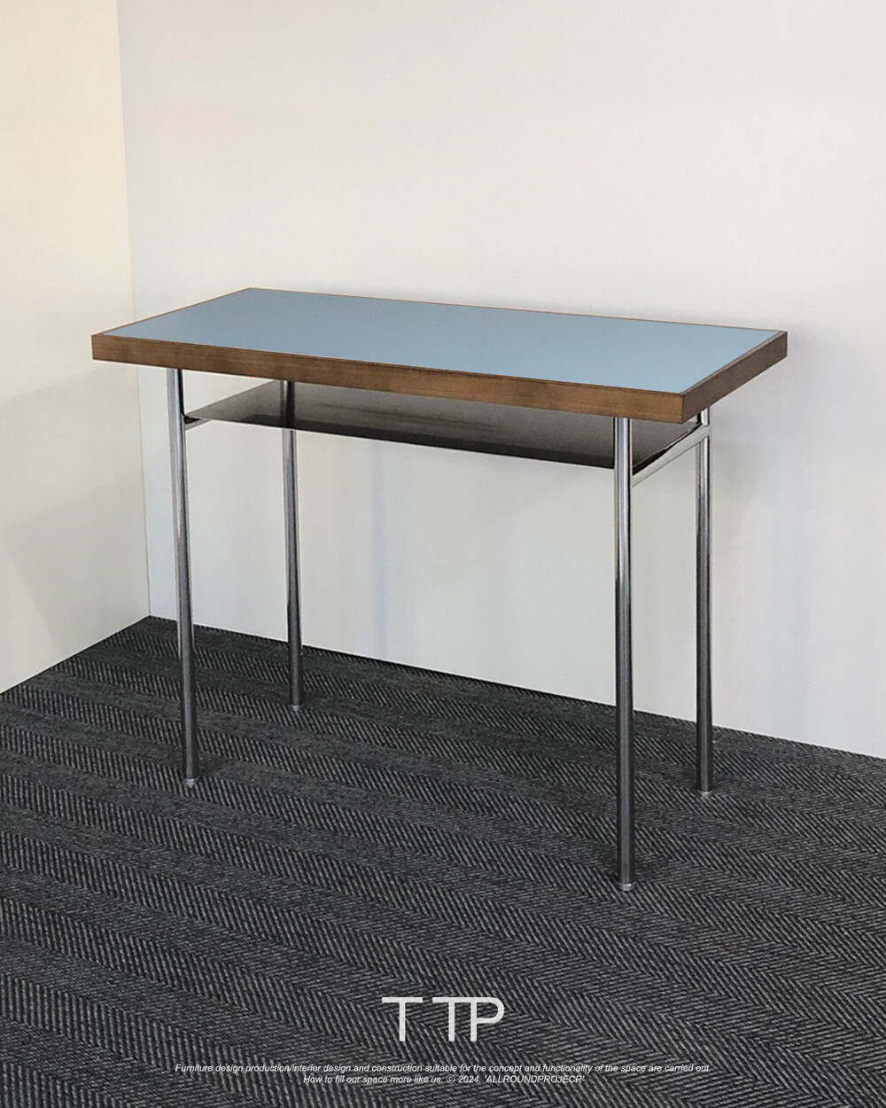 1200 wood edge shelf H table