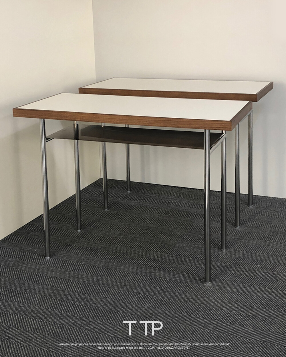 1200 wood edge shelf H table