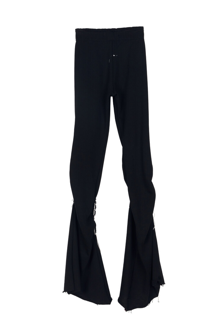 hand-sewn boots fit painted sweatpants