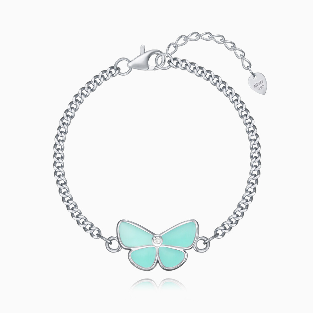 버터플라이 다이아몬드 쁘띠체인 팔찌 (민트), image size:1000x1000