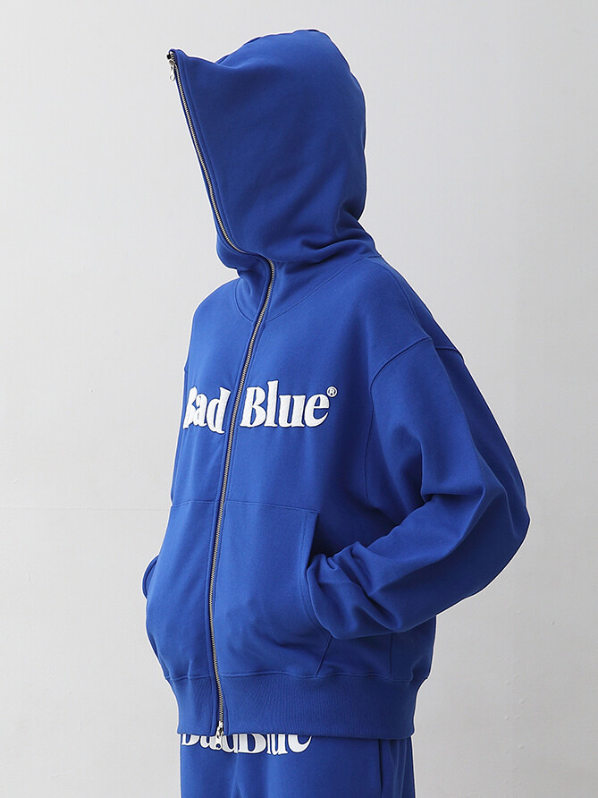 Logo Pull Zip Hoodie Blue