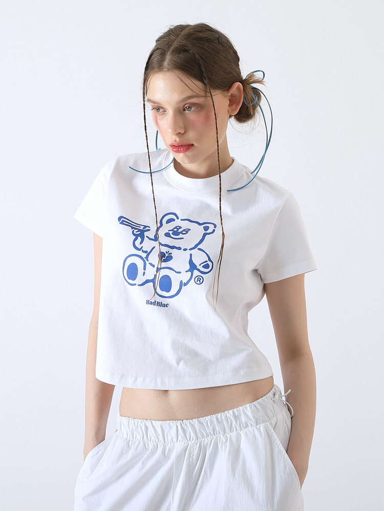 BadBear Crop Tee White