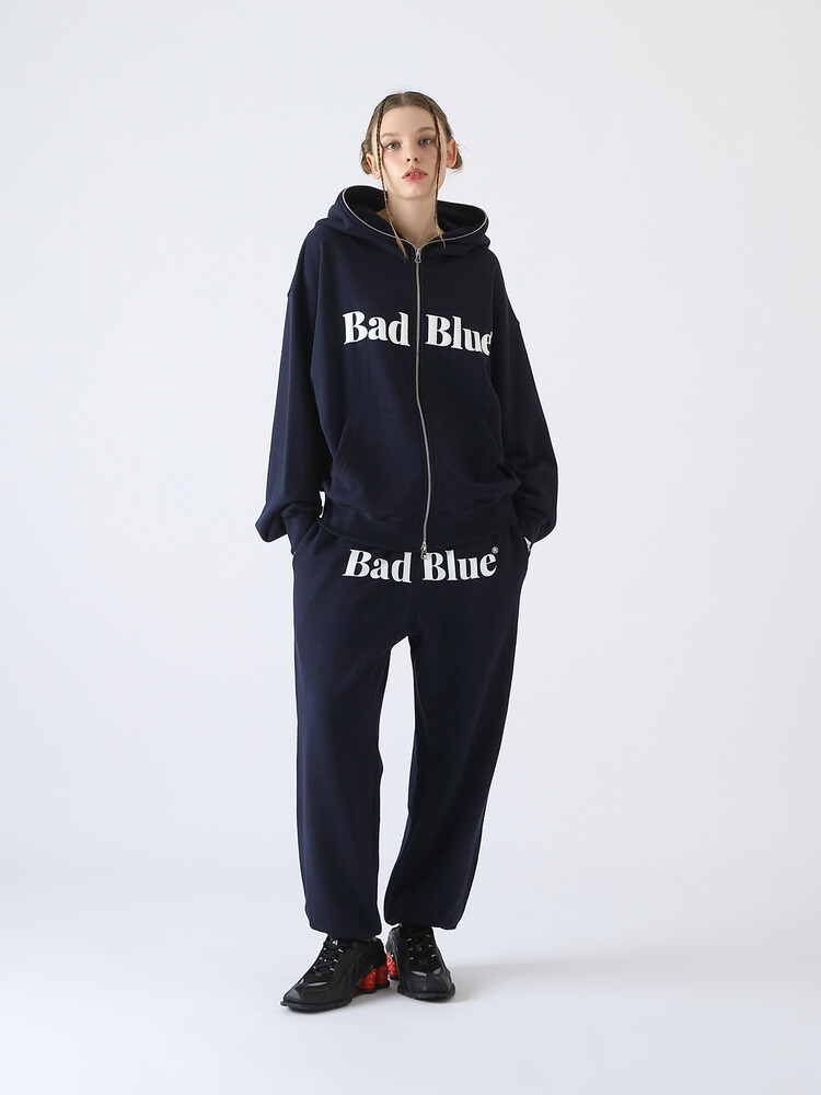 Logo Pull Zip Hoodie Navy