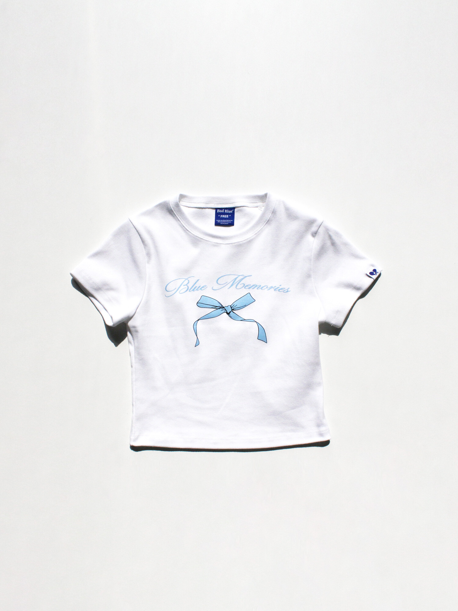 【韓国BAD BLUE バッドブルー】Ribbon Slim Tee White Ribbon Slim Tee White