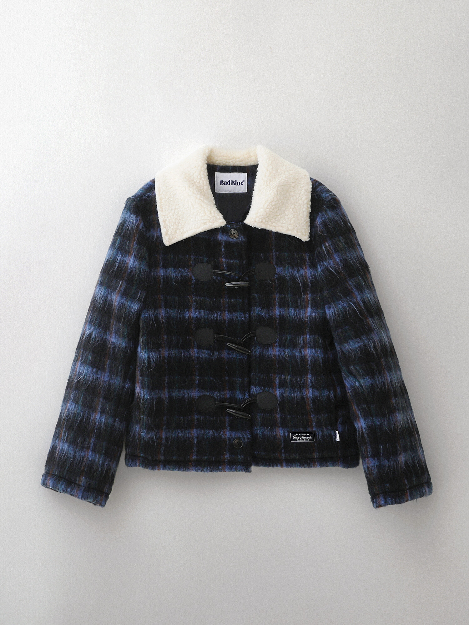 【BADBLUE】Wool Check Duffle Coat Navy / 追跡付 Wool Check Duffle Coat Navy