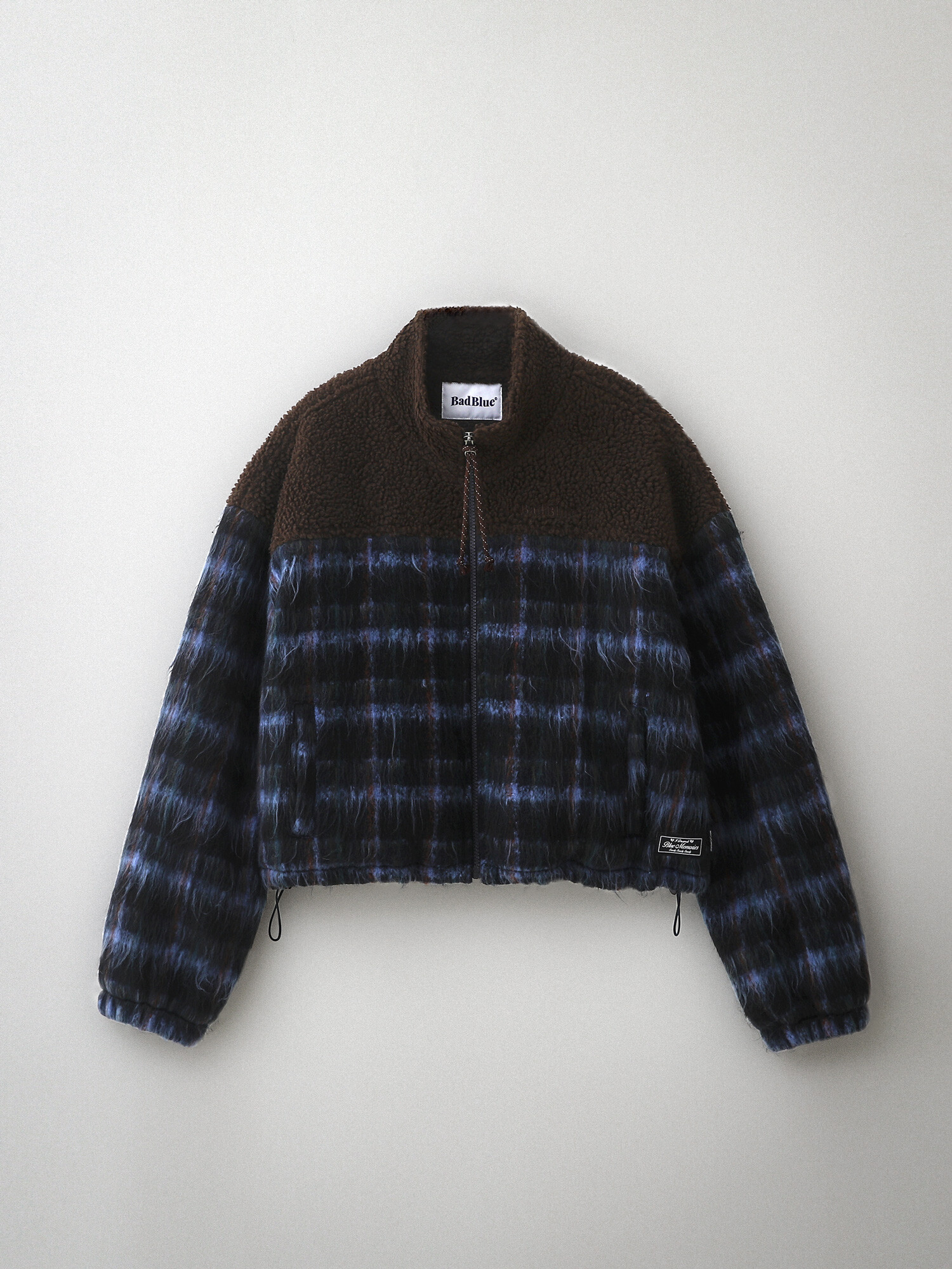 BAD BLUE ♥ Fleece & Wool Check Crop Jacket/ 追跡付 BAD BLUE ♥ Fleece & Wool Check Crop Jacket/ 追跡付