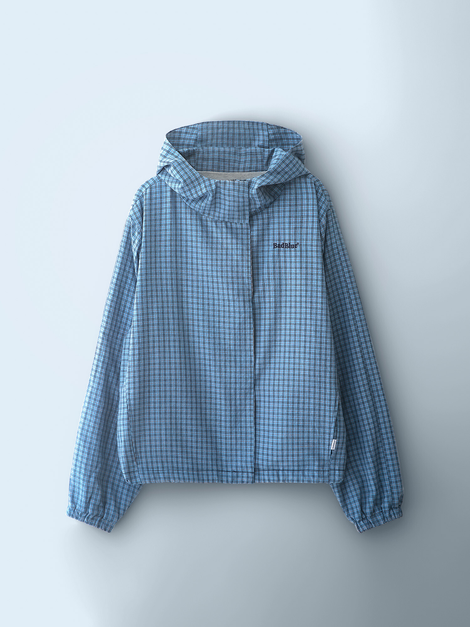 【韓国BAD BLUE バッドブルー】Check Hoodie Jacket Blue Check Hoodie Jacket Blue