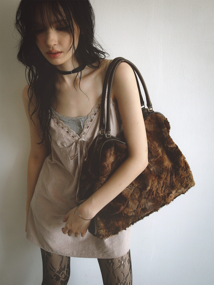 Eco Fur Dimsum Bag Brown