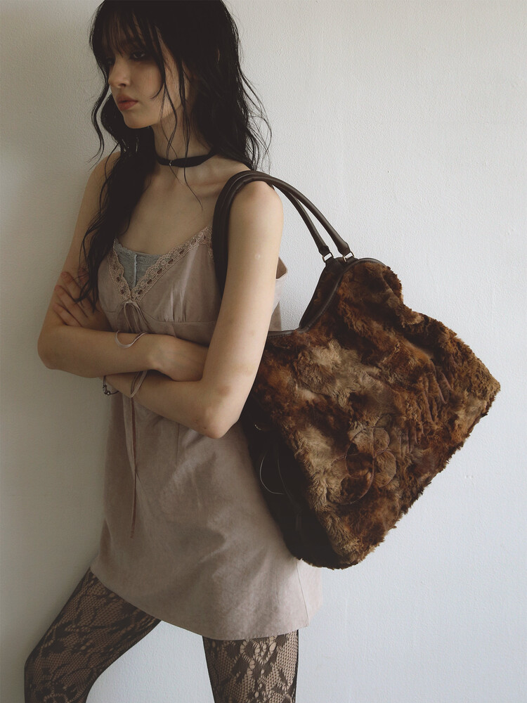 Eco Fur Dimsum Bag Brown