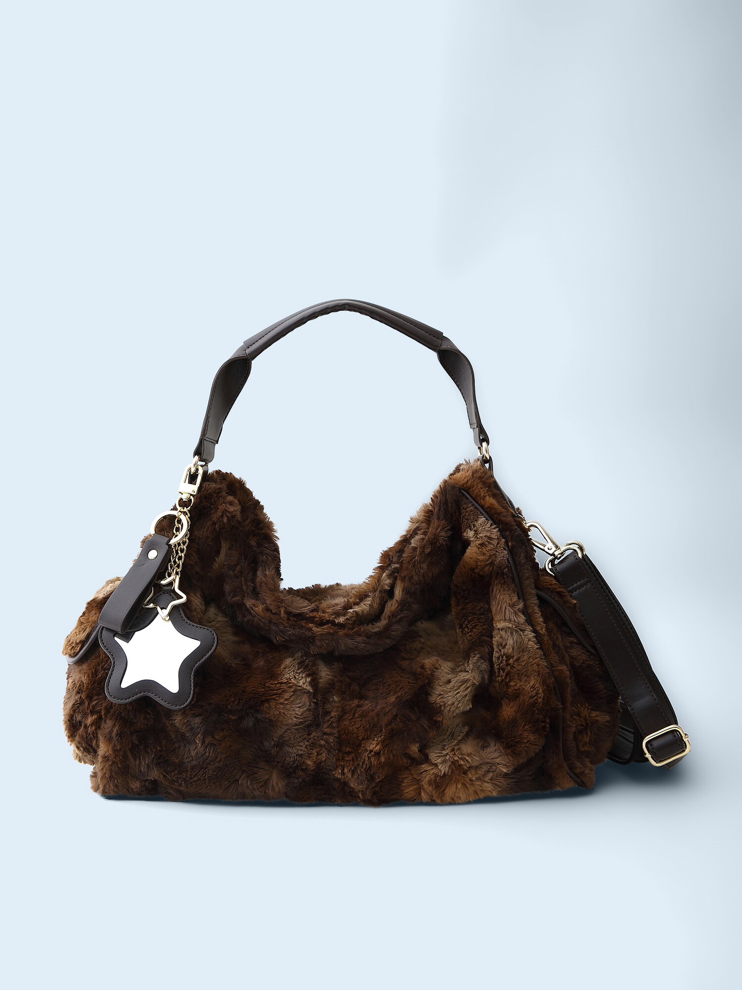 バッグ Bad Blue Eco Fur Pillow Bag (Brown) Eco Fur Pillow Bag Brown