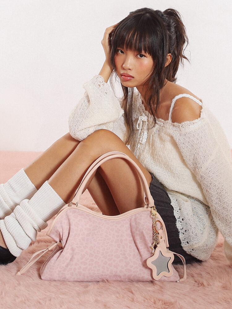 Mini Washed Leopard Dimsum Bag Pink