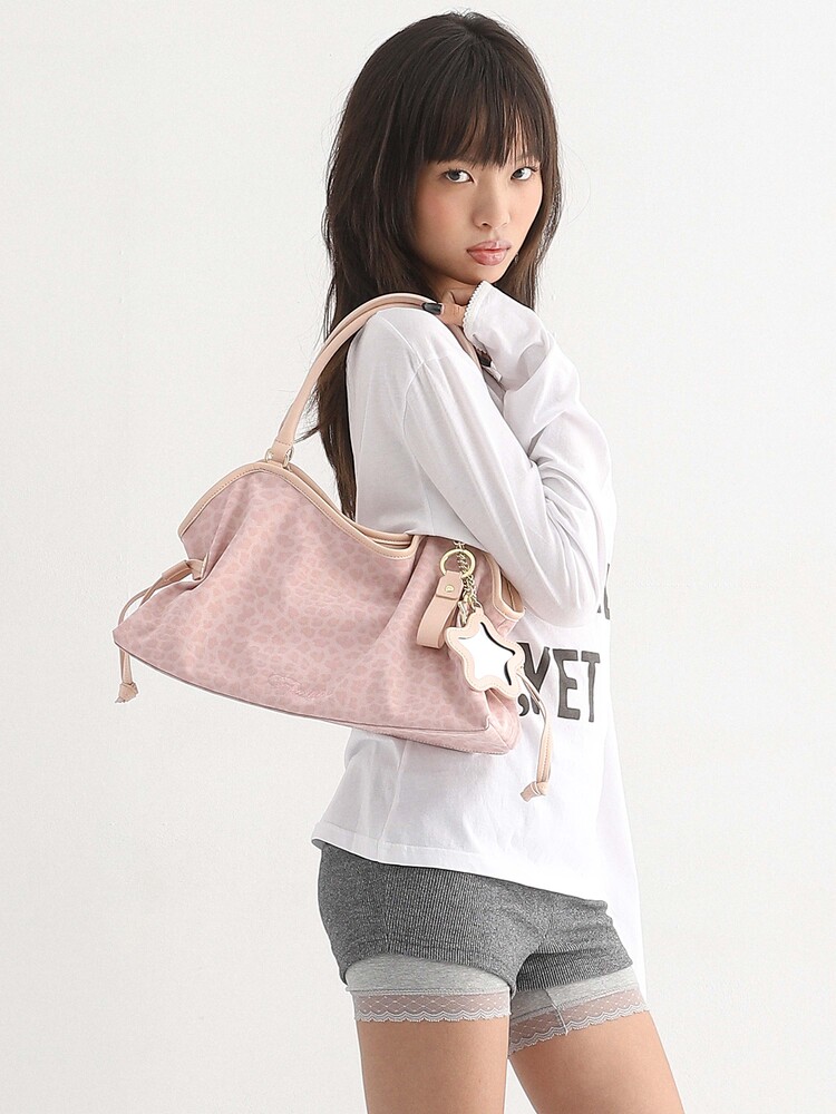 Mini Washed Leopard Dimsum Bag Pink