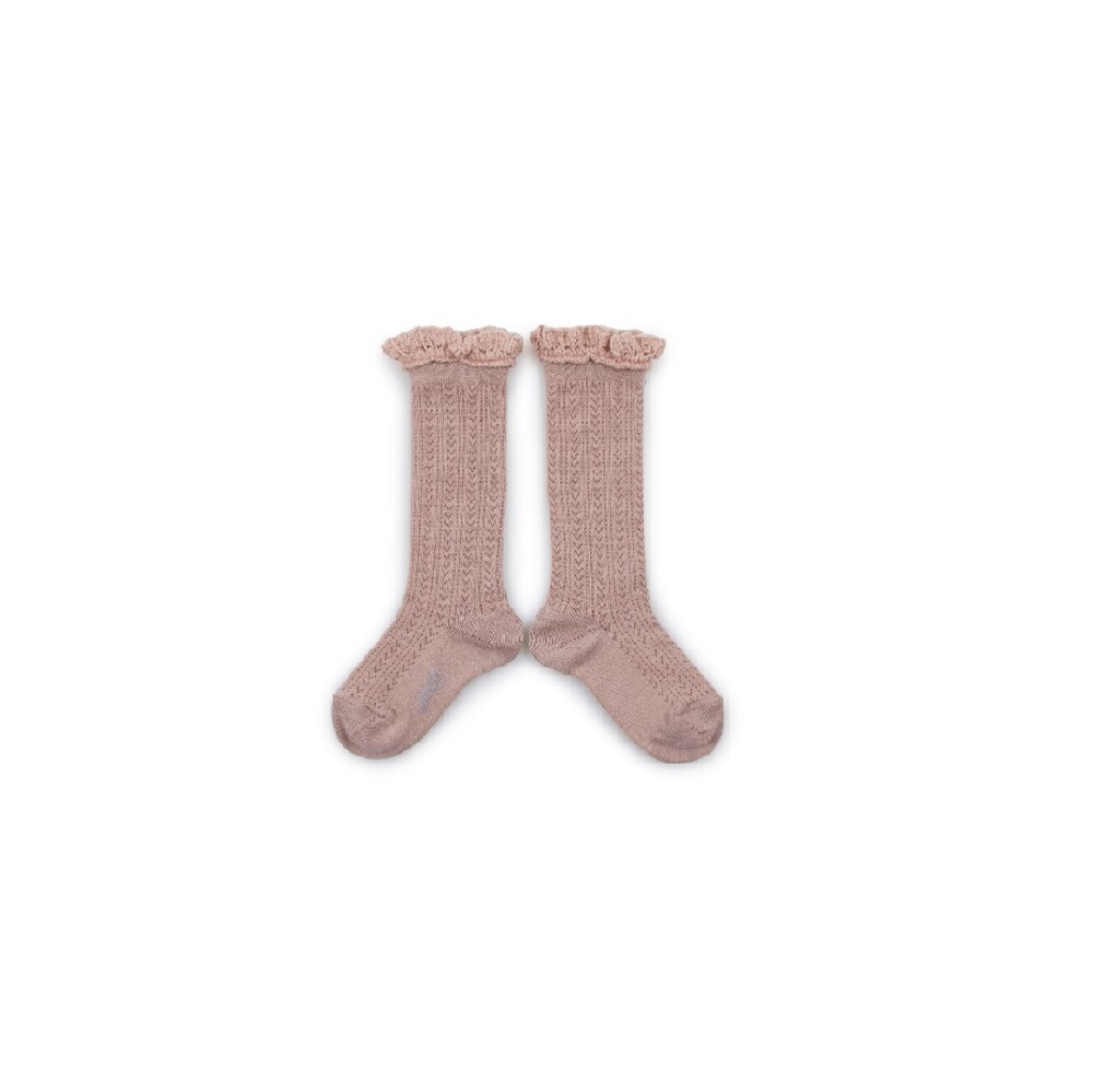[COLLEGIEN] Adeline Pointelle Merino Wool Kneehigh Socks with Merino