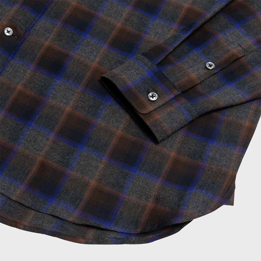 pheeny Rayon ombre check shirt brown 全額返金対応 - animemesse