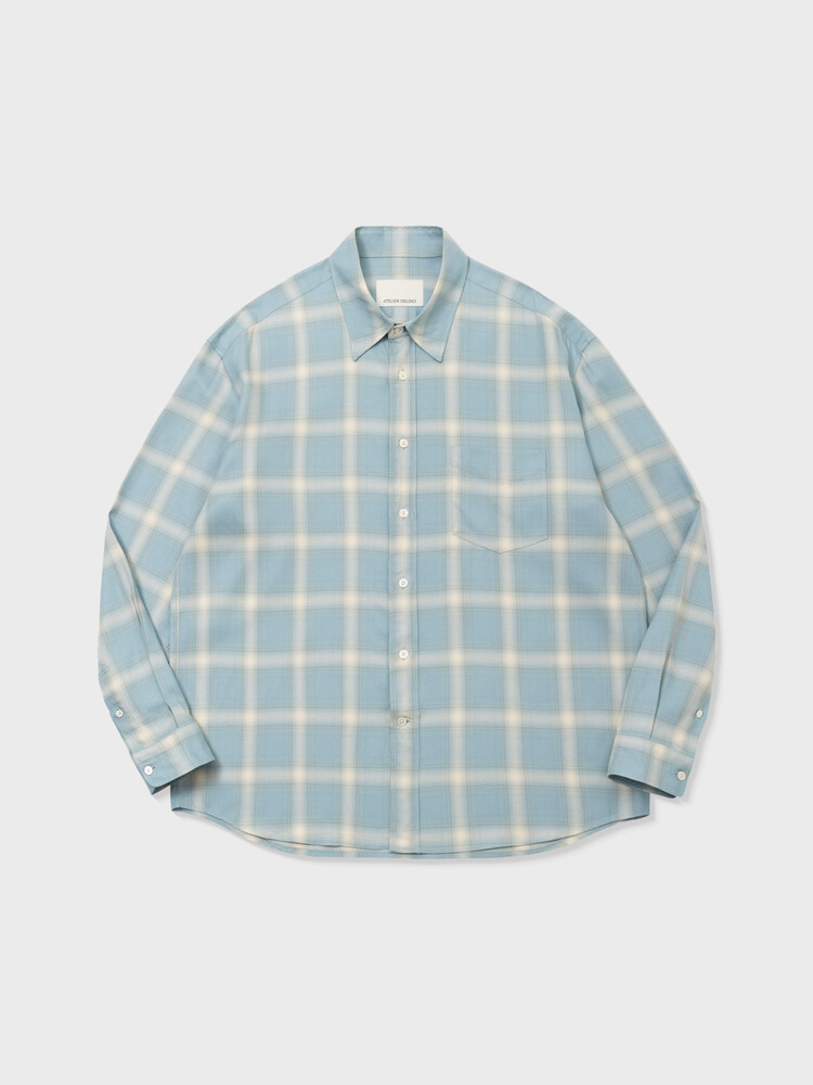 rayon twill ombre check shirt akio RAYON OMBRE CHECK COMFORT SHIRT