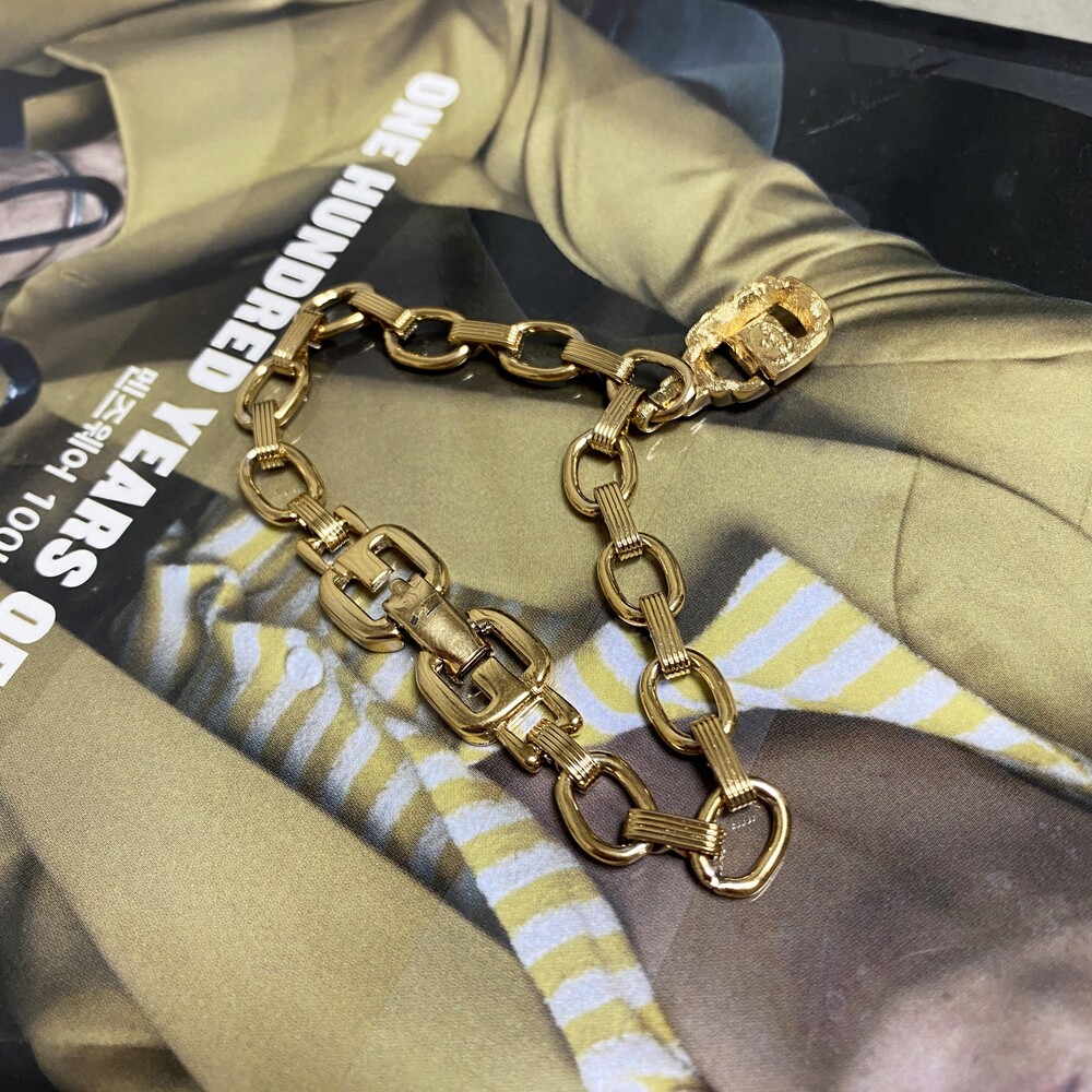 ﻿Vintage Givenchy G Bracelet 14K Gold Plated