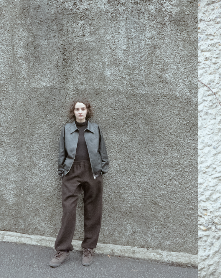 001]Appendix leather blouson (A4) /black