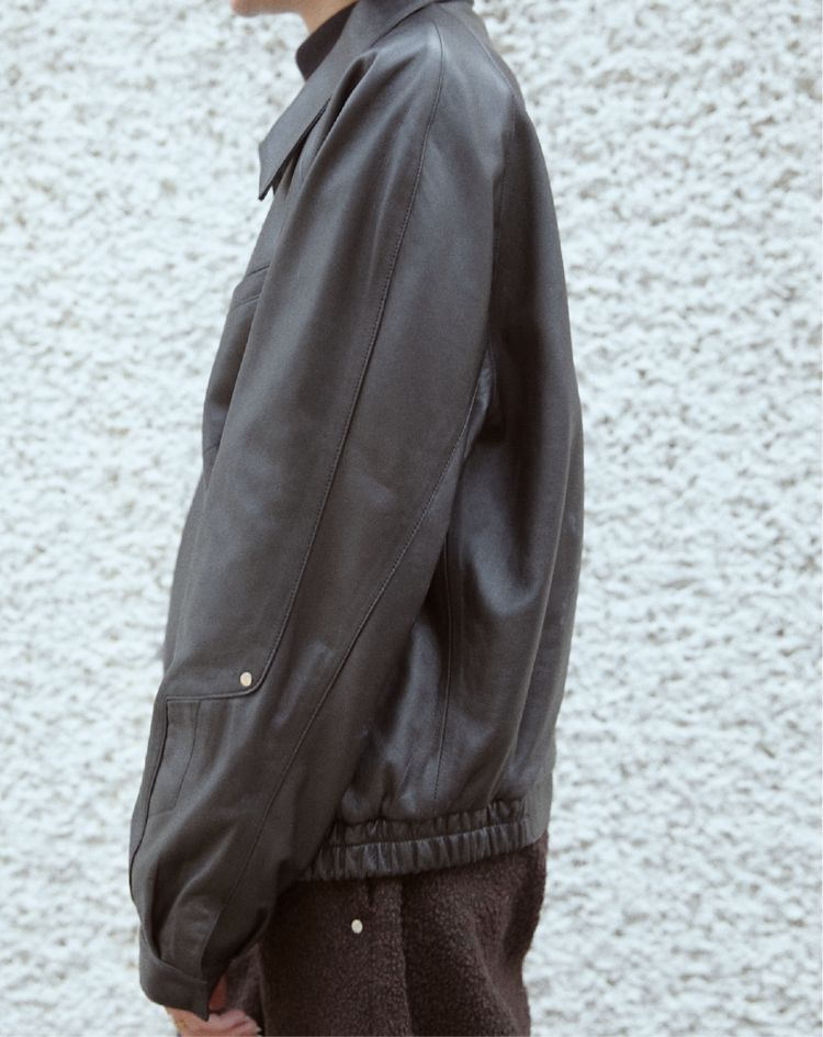 001]Appendix leather blouson (A4) /black