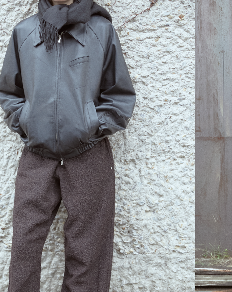 001]Appendix leather blouson (A4) /black