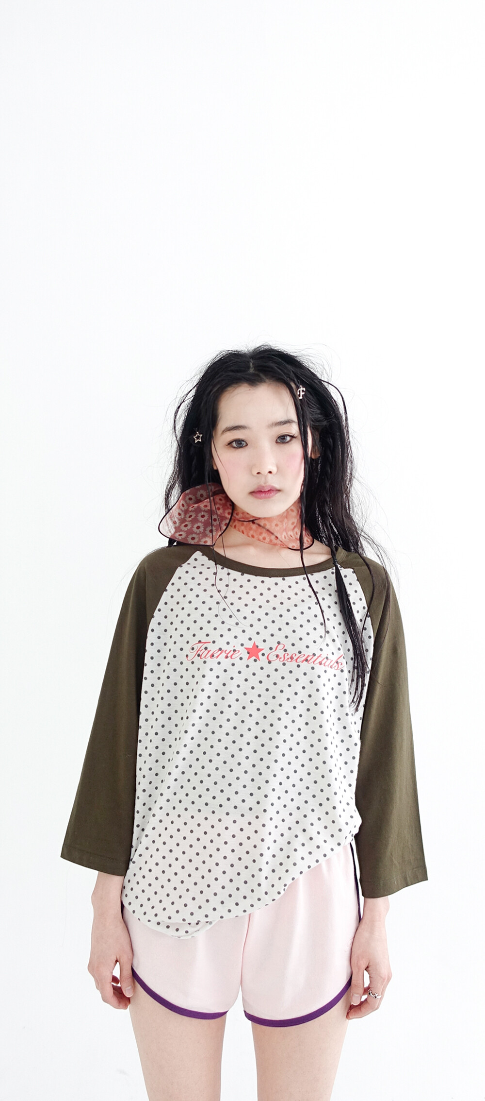 【fa.er.ie】 dot raglan sleeve top ♥4Color 19차☆[F.E.E.S] dot raglan sleeve top (khaki)