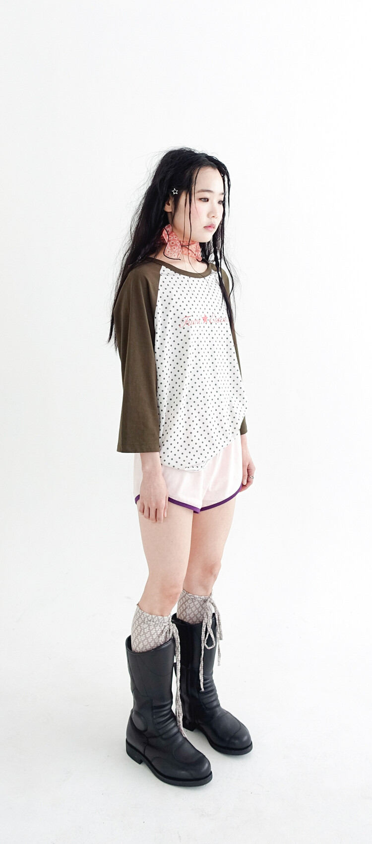 【fa.er.ie】dot raglan sleeve top 7차☆[F.E.E.S] dot raglan sleeve top (blue)
