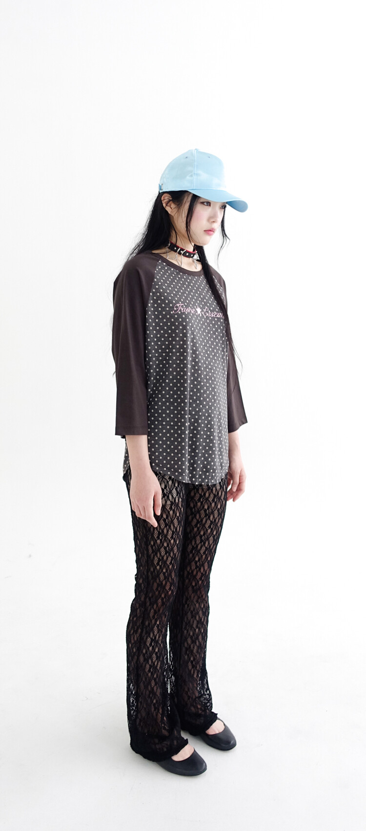 【fa.er.ie】 dot raglan sleeve top ♥4Color 19차☆[F.E.E.S] dot raglan sleeve top (khaki)