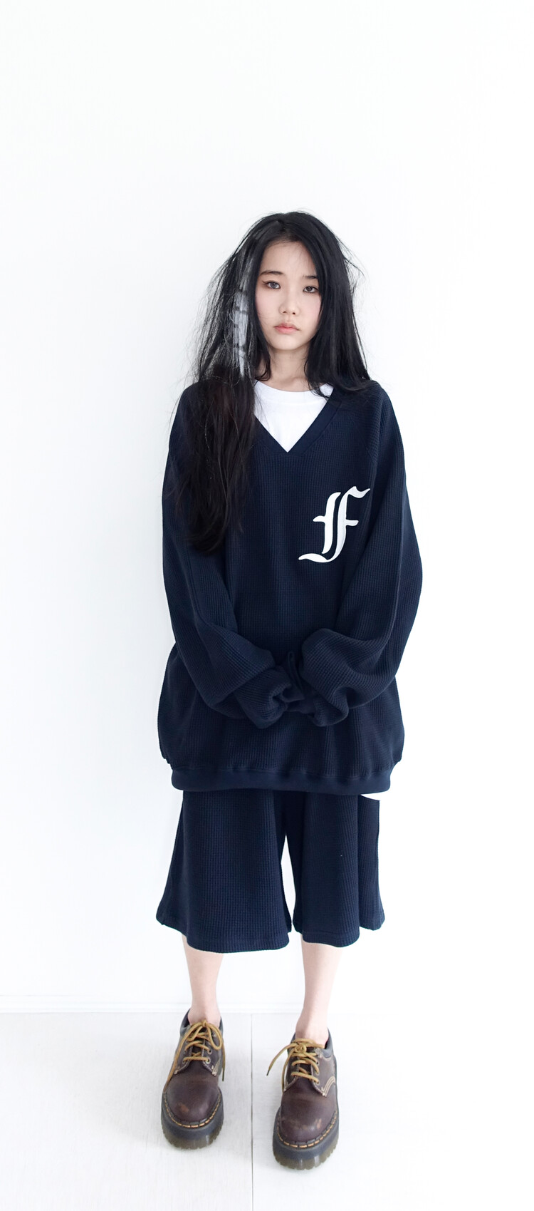 トップス shop faerie waffle boxy MTM (navy) トップス shop faerie waffle boxy MTM (navy) Mens Cotton Waffle ¼