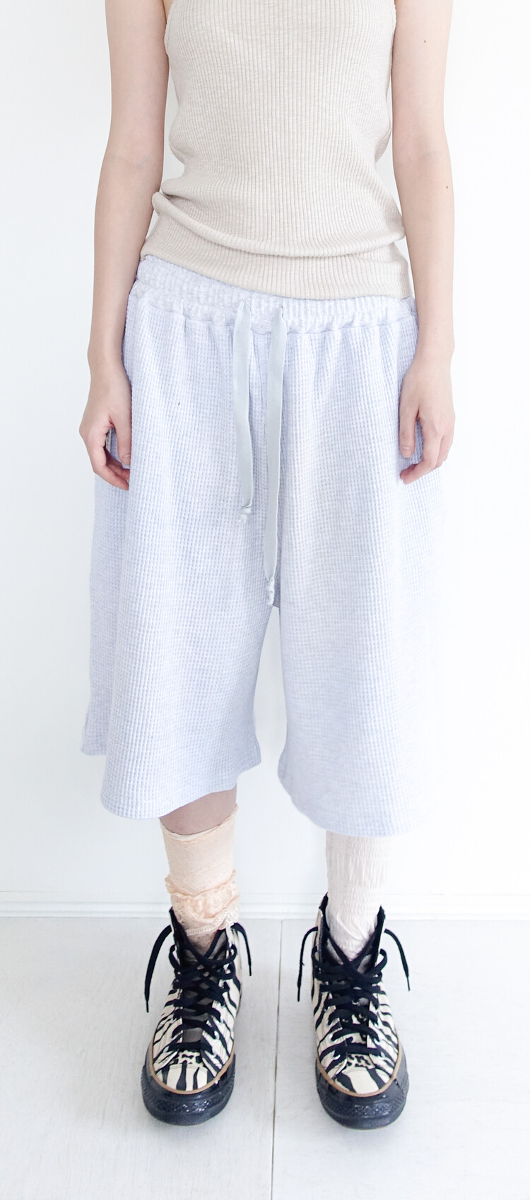 【fa.er.ie】waffle bermuda pants 5차☆[F.E.E.S] waffle bermuda pants (melange grey)