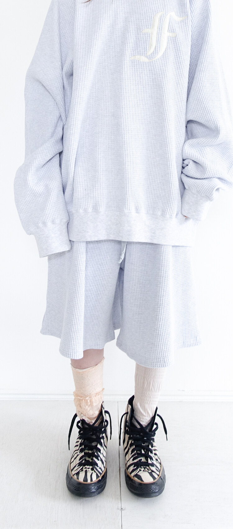 ★fa.er.ie★waffle bermuda pants (melange grey)★韓国送料込 5차☆[F.E.E.S] waffle bermuda pants (melange grey)
