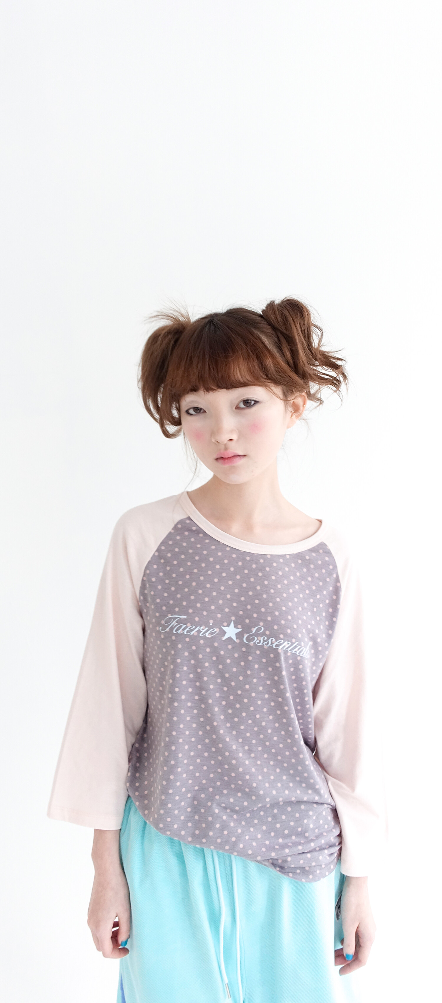 【fa.er.ie】 dot raglan sleeve top ♥4Color 6차☆[F.E.E.S] dot raglan sleeve top (pink)