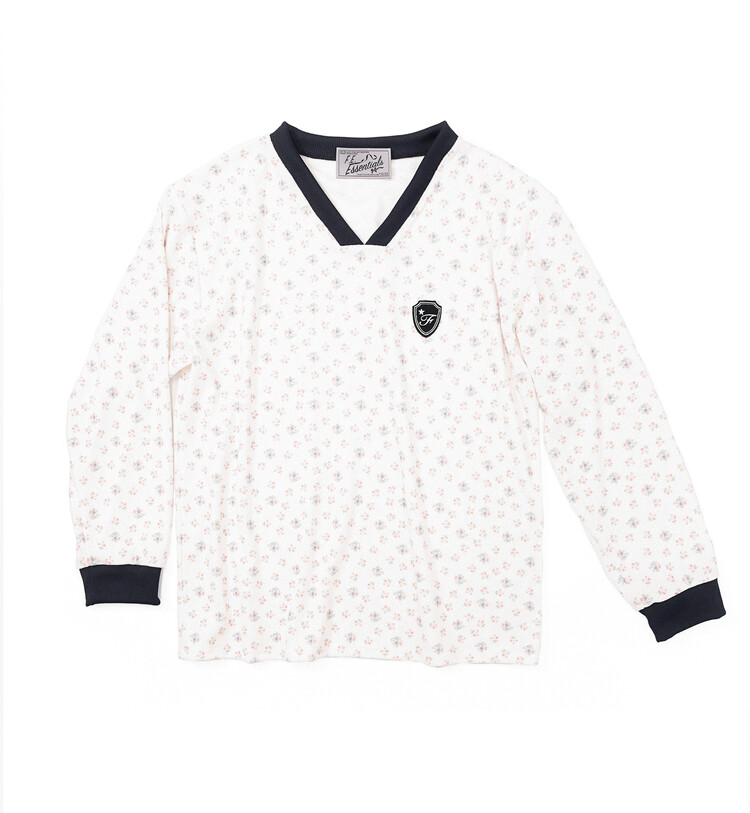【fa.er.ie】 V neck flower terry shirt ♥3Color 7차☆[F.E.E.S] V neck flower terry shirt (ivory)