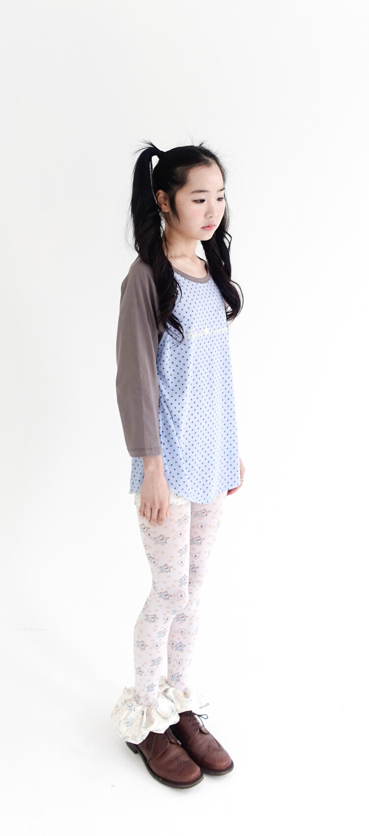 7차☆[F.E.E.S] dot raglan sleeve top (blue)