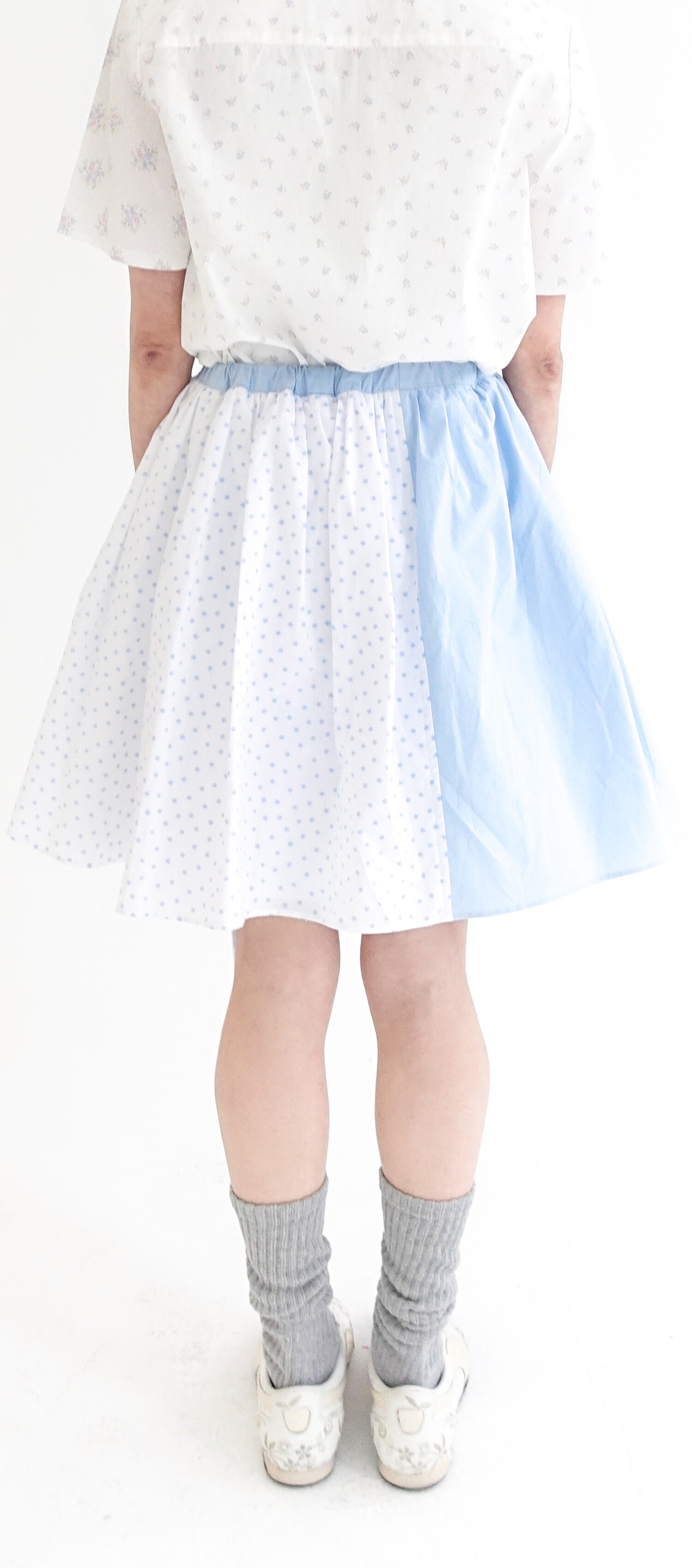 【fa.er.ie】half pattern cotton skirt 3차☆[F.E.E.S] half pattern cotton skirt (blue)