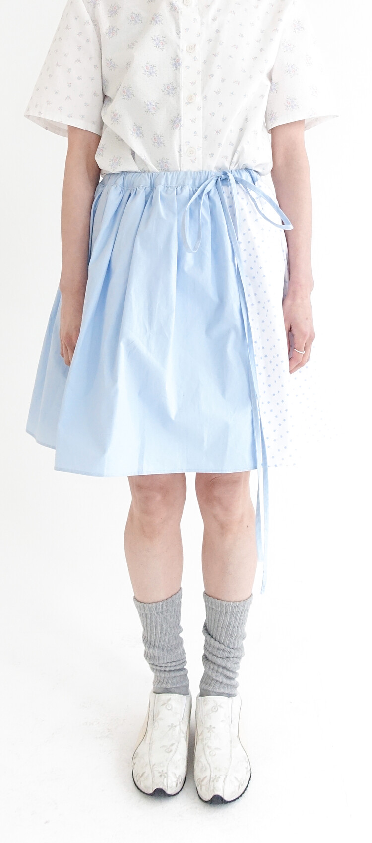 【fa.er.ie】half pattern cotton skirt 3차☆[F.E.E.S] half pattern cotton skirt (blue)