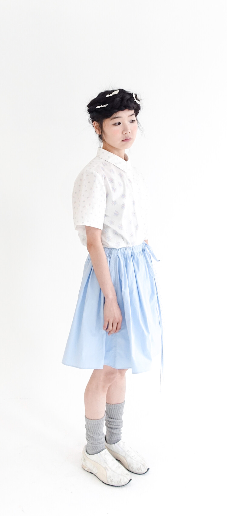 【fa.er.ie】half pattern cotton skirt 3차☆[F.E.E.S] half pattern cotton skirt (blue)