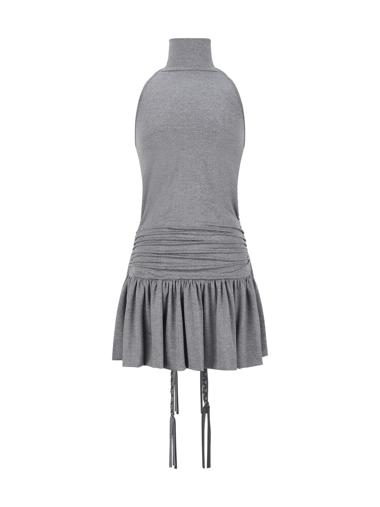fa.er.ie] halter neck jersey shirring dress (dark grey)